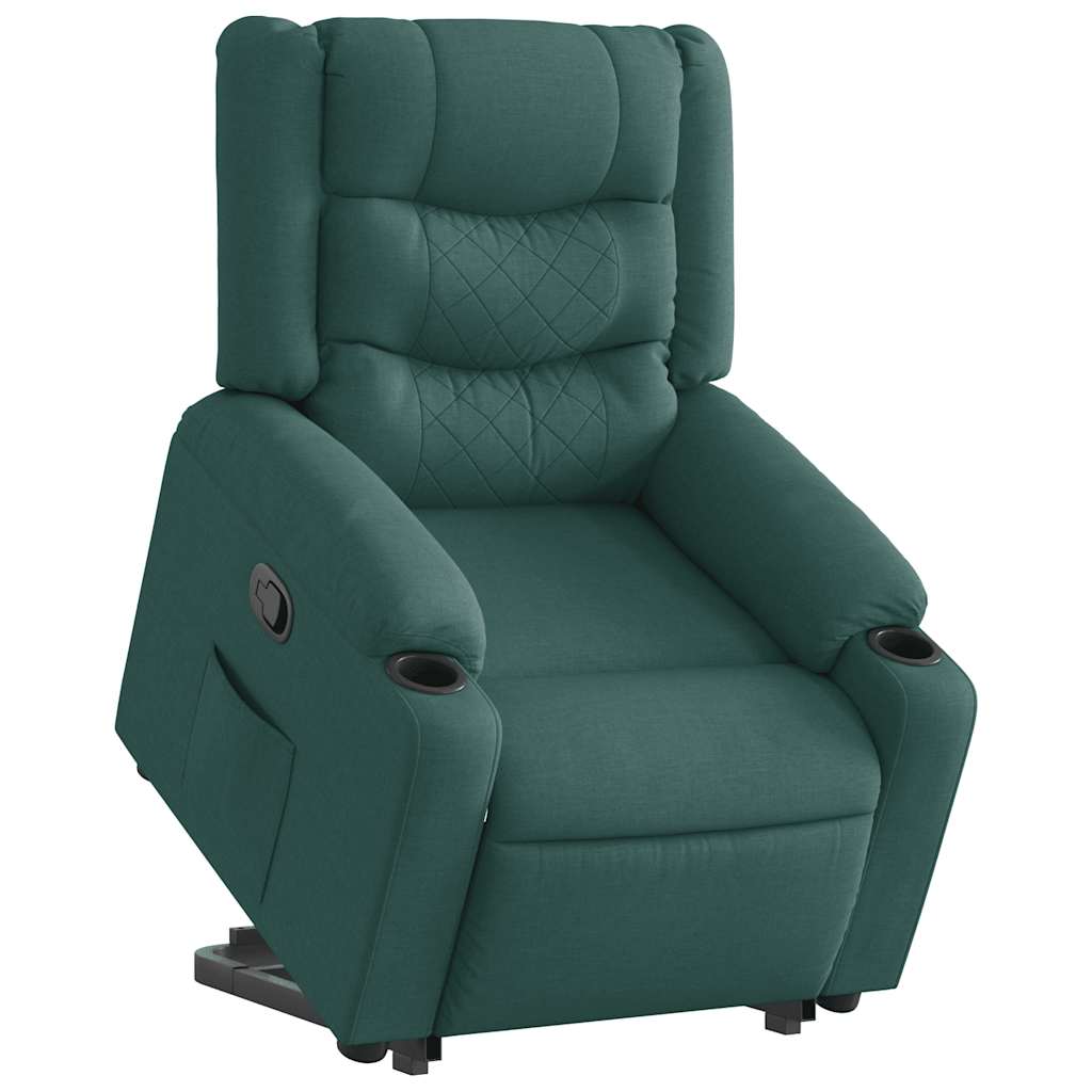 vidaXL Fotoliu rabatabil ridicare pe verticală, verde închis, textil vidaXL Fotoliu rabatabil ridicare pe verticală, verde închis, textil