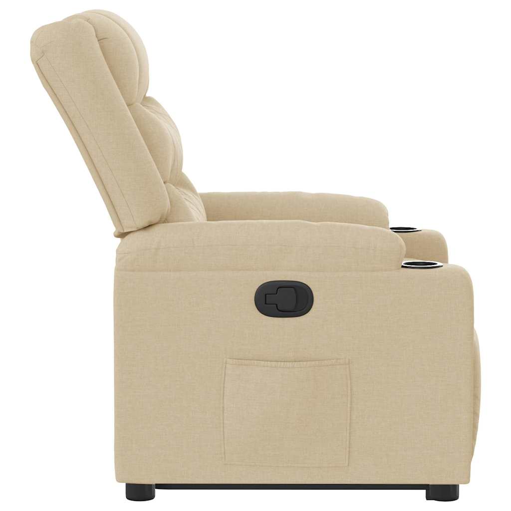 vidaXL Fotoliu rabatabil cu ridicare pe verticală, crem, textil