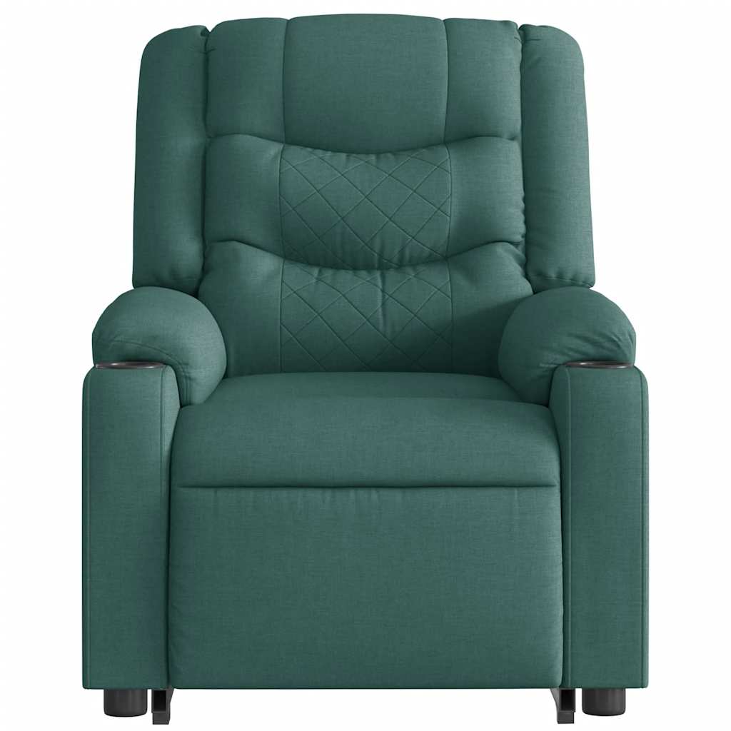 vidaXL Fotoliu rabatabil de masaj, cu ridicare, verde închis, textil