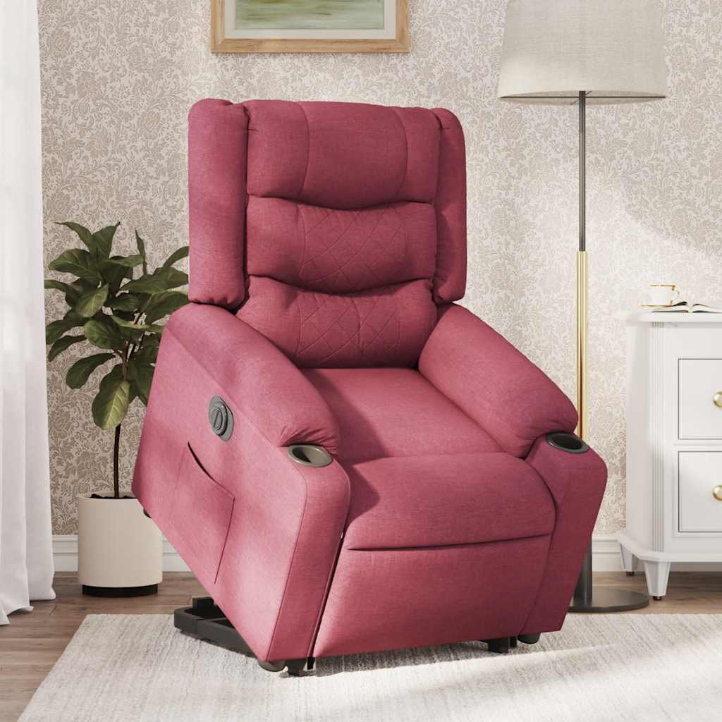 vidaXL Fotoliu electric rabatabil cu ridicare, roșu vin, textil
