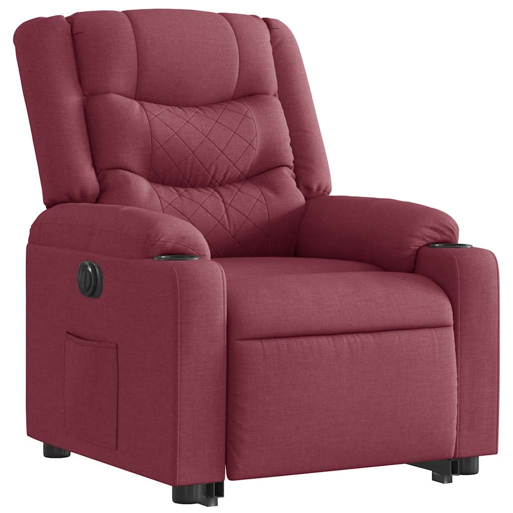 vidaXL Fotoliu electric rabatabil cu ridicare, roșu vin, textil