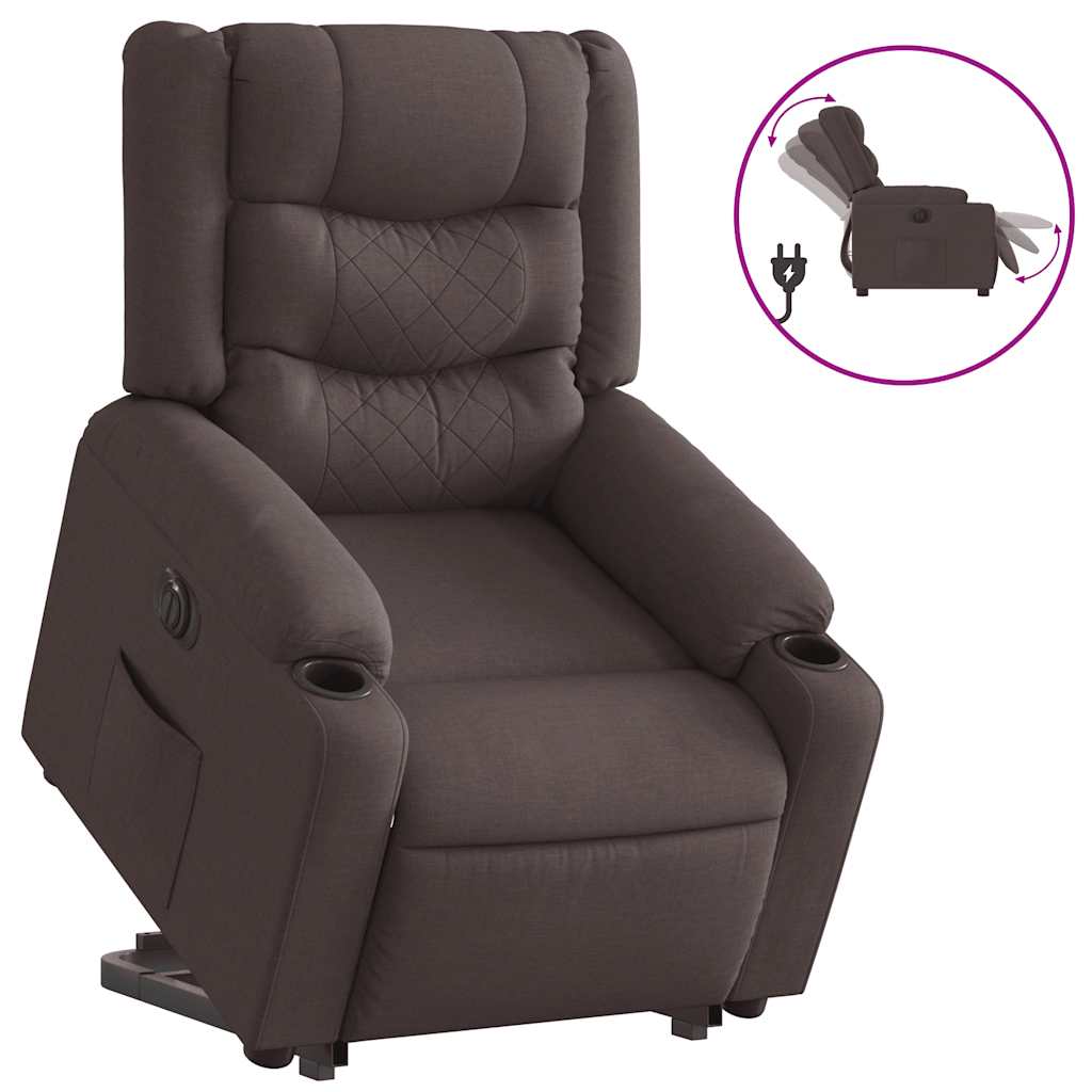 vidaXL Fotoliu electric rabatabil cu ridicare, maro închis, textil