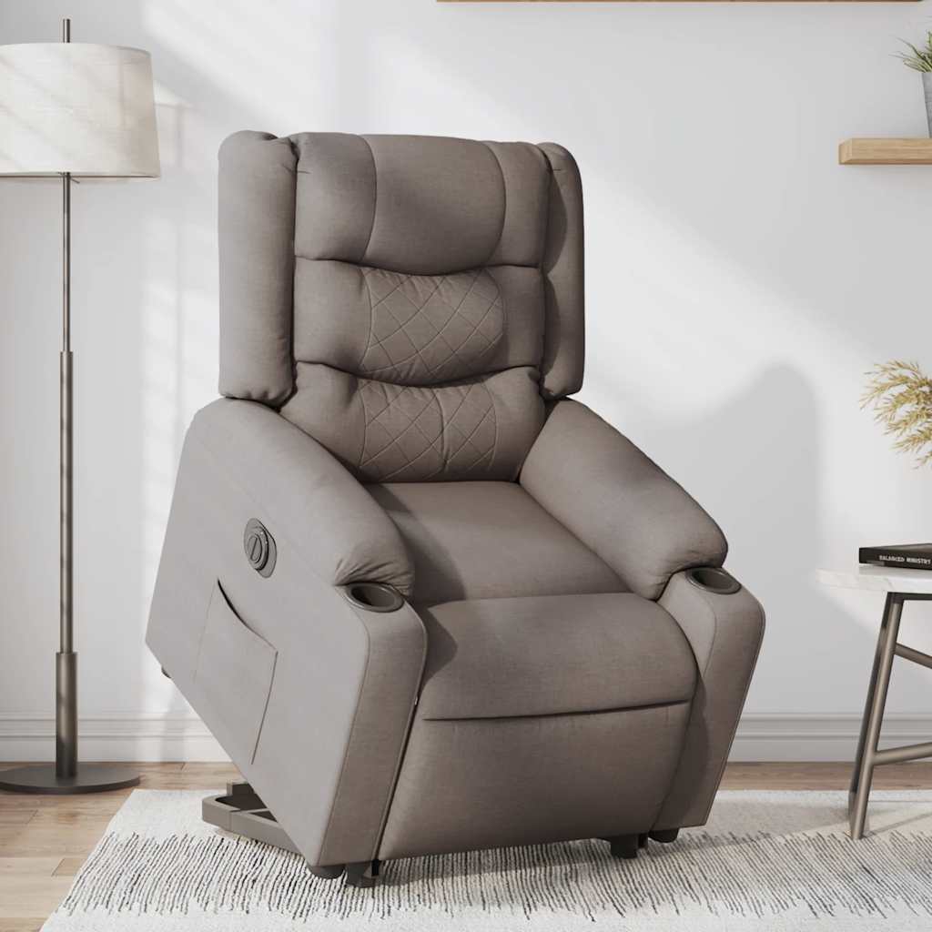 vidaXL Fotoliu electric rabatabil cu ridicare, gri taupe, textil