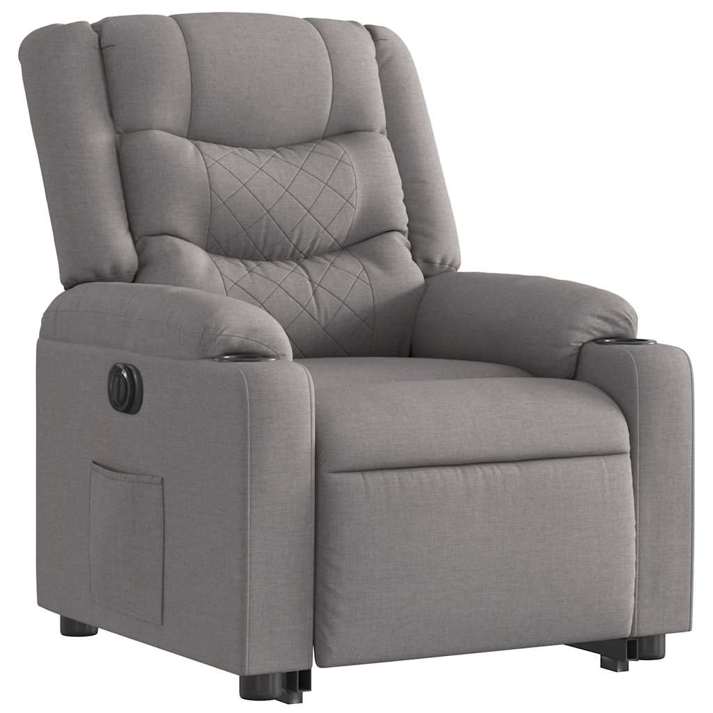vidaXL Fotoliu electric rabatabil cu ridicare, gri taupe, textil