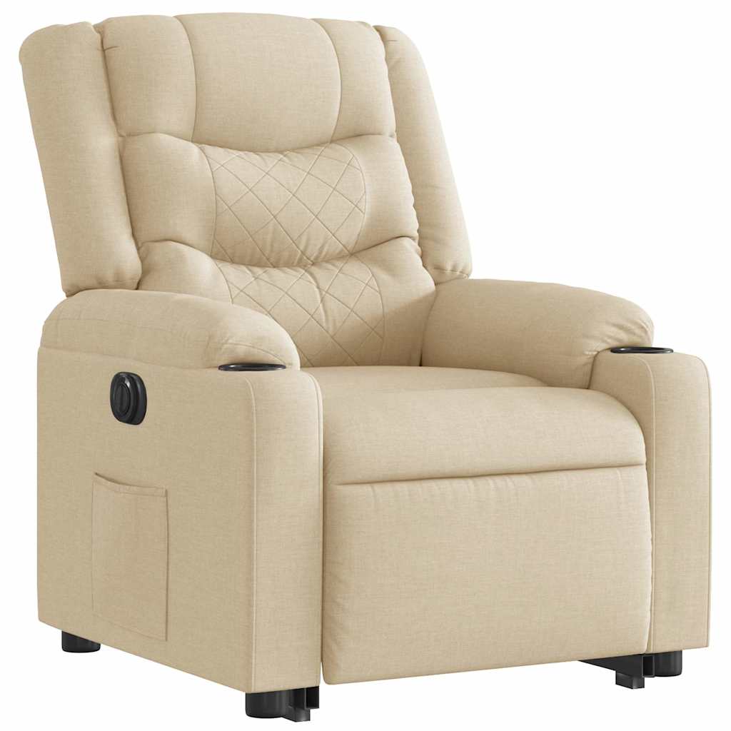vidaXL Fotoliu electric rabatabil cu ridicare, crem, textil