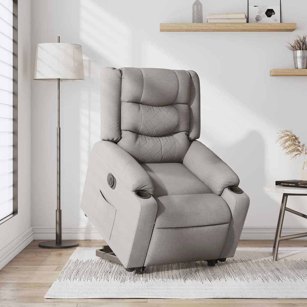 vidaXL Scaun reclinabil electric, țesătură gri nor