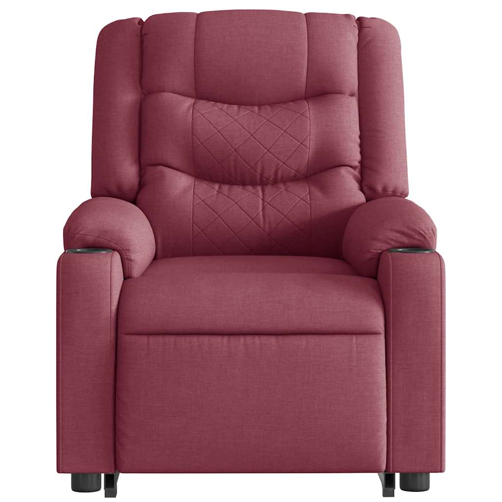 vidaXL Fotoliu de masaj electric rabatabil cu ridicare roșu vin textil