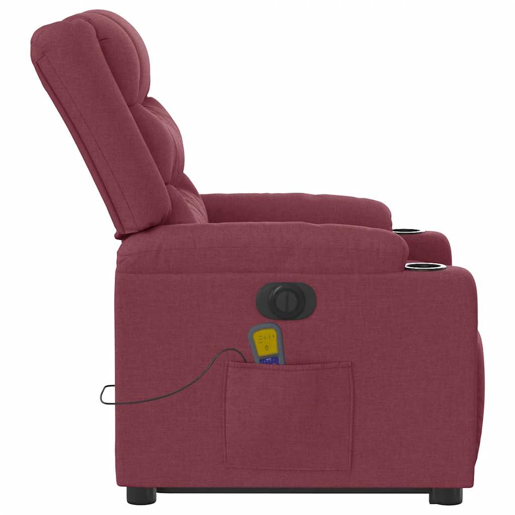 vidaXL Fotoliu de masaj electric rabatabil cu ridicare roșu vin textil