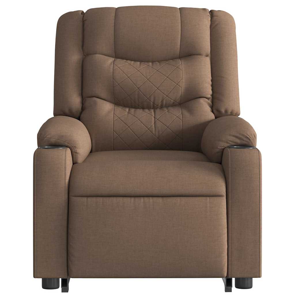 vidaXL Fotoliu electric de masaj rabatabil cu ridicare, maro, textil vidaXL Fotoliu electric de masaj rabatabil cu ridicare, maro, textil
