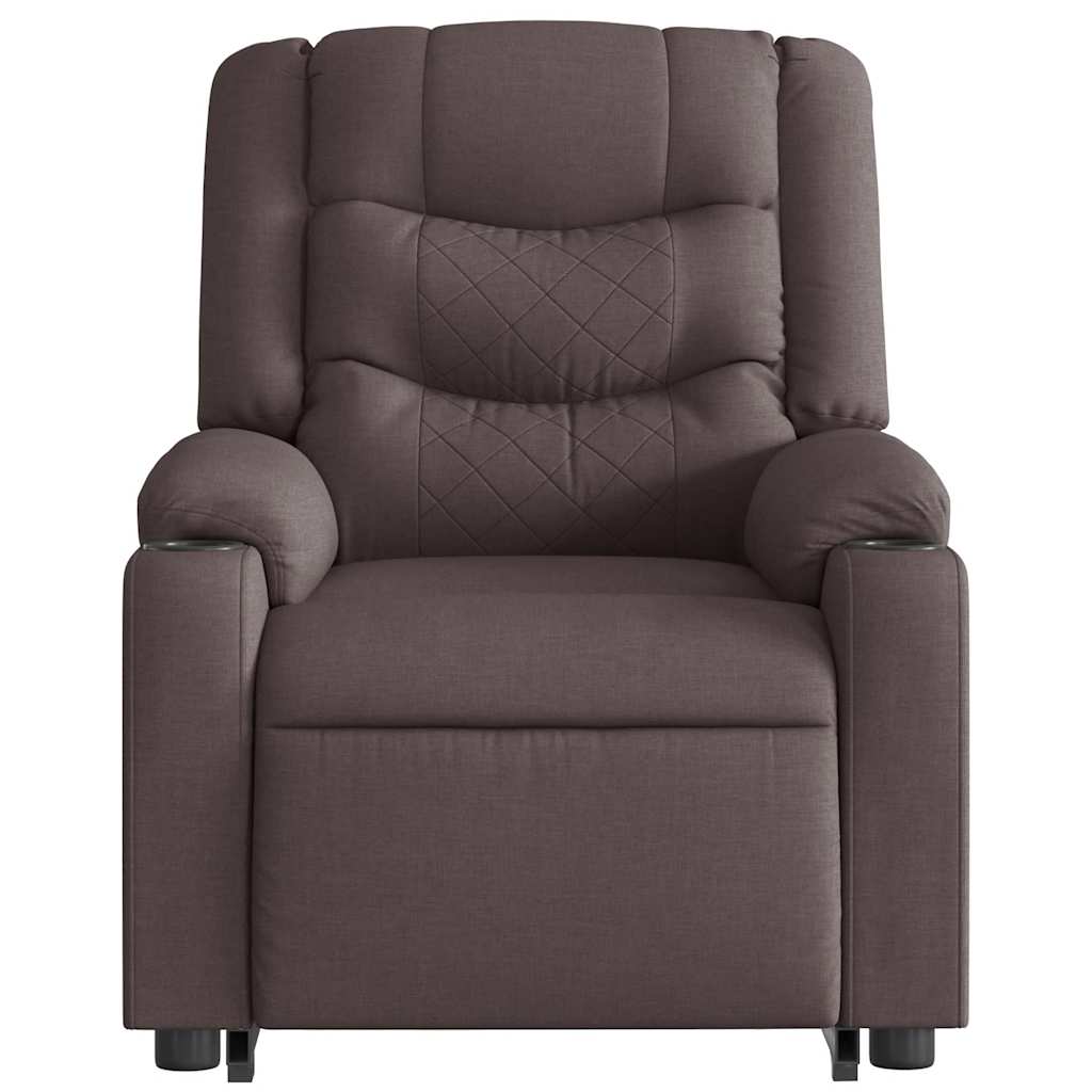 vidaXL Fotoliu electric masaj rabatabil cu ridicare maro închis textil vidaXL Fotoliu electric masaj rabatabil cu ridicare maro închis textil