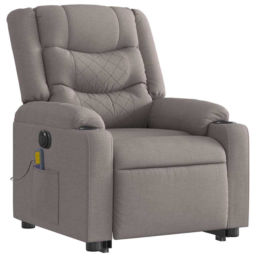 vidaXL Fotoliu electric masaj rabatabil cu ridicare, gri taupe, textil