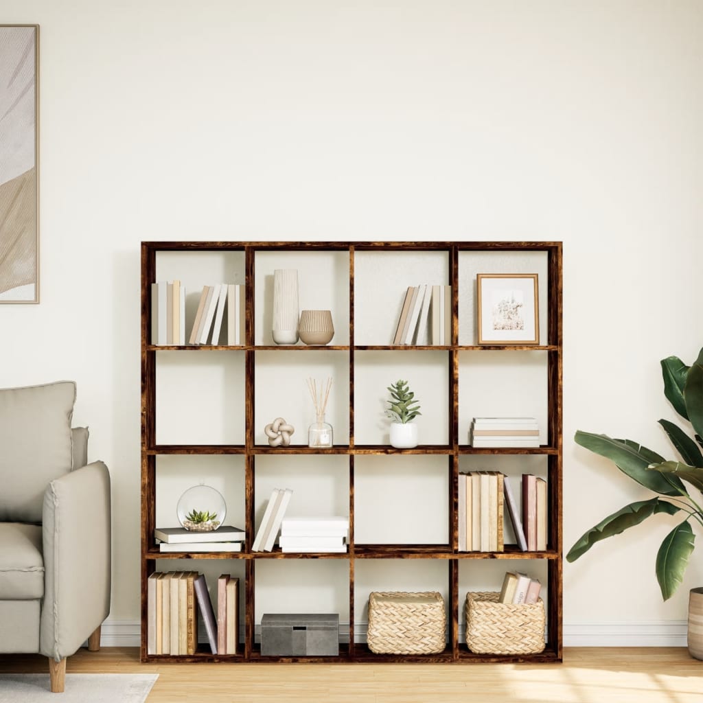 vidaXL Bibliotecă, stejar fumuriu, 137,5x29x137,5 cm, lemn prelucrat vidaXL Bibliotecă, stejar fumuriu, 137,5x29x137,5 cm, lemn prelucrat