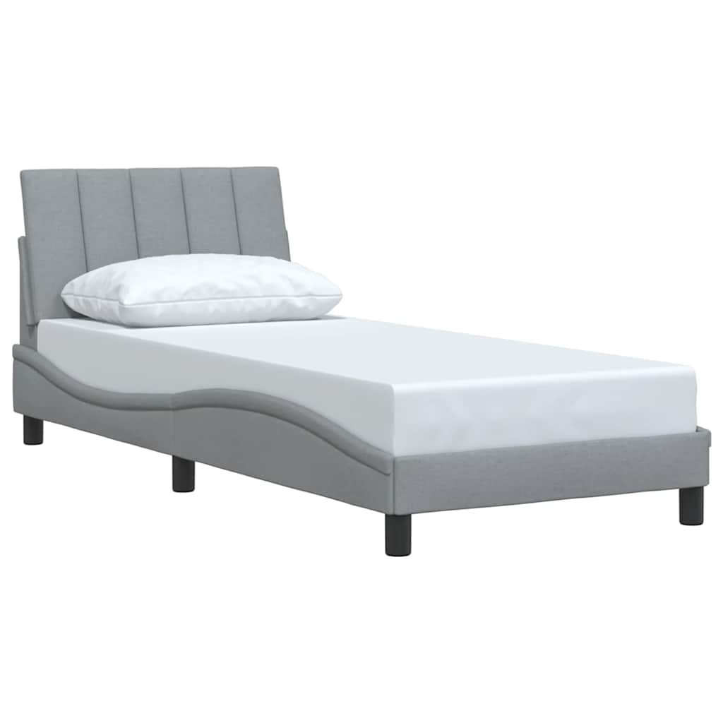 vidaXL Cadru de pat fără saltea, gri deschis, 90x190 cm, textil