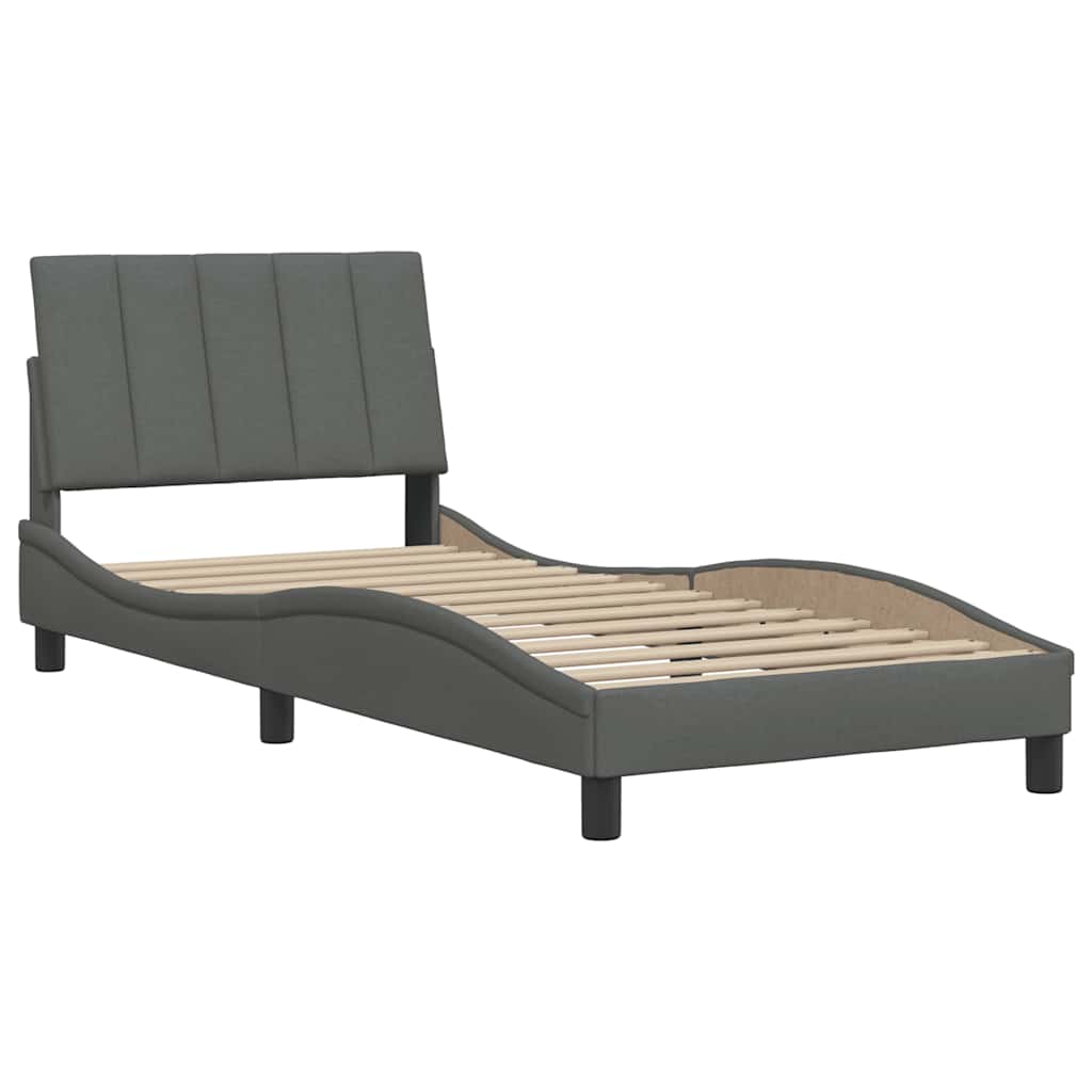 vidaXL Cadru de pat fără saltea, gri închis, 90x190 cm, textil vidaXL Cadru de pat fără saltea, gri închis, 90x190 cm, textil
