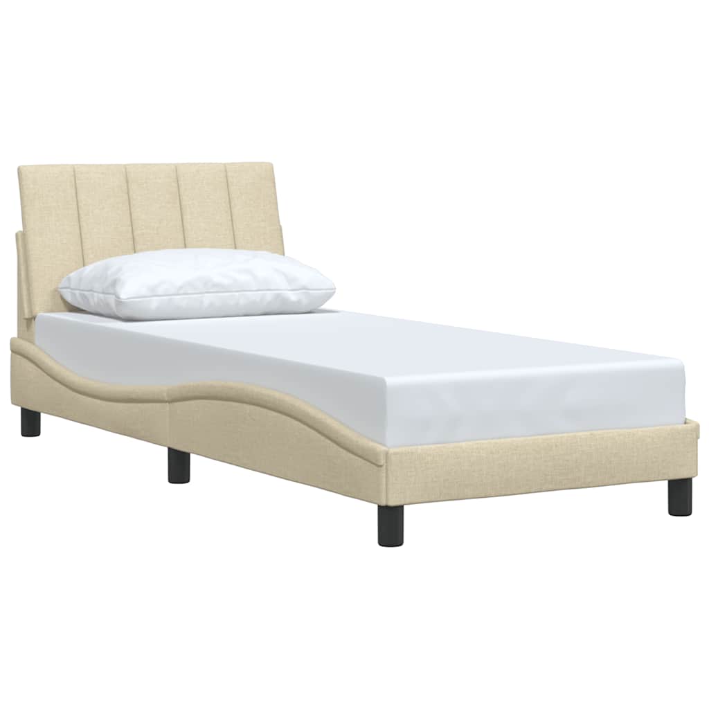 vidaXL Cadru de pat fără saltea cremă 90x190 cm țesătură