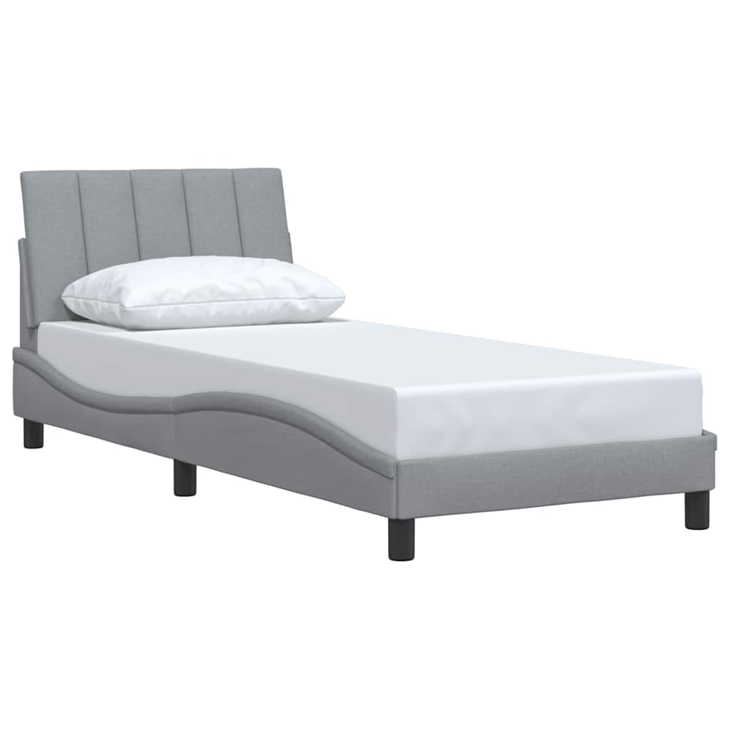 vidaXL Cadru de pat fără saltea, gri deschis, 90x200 cm, textil