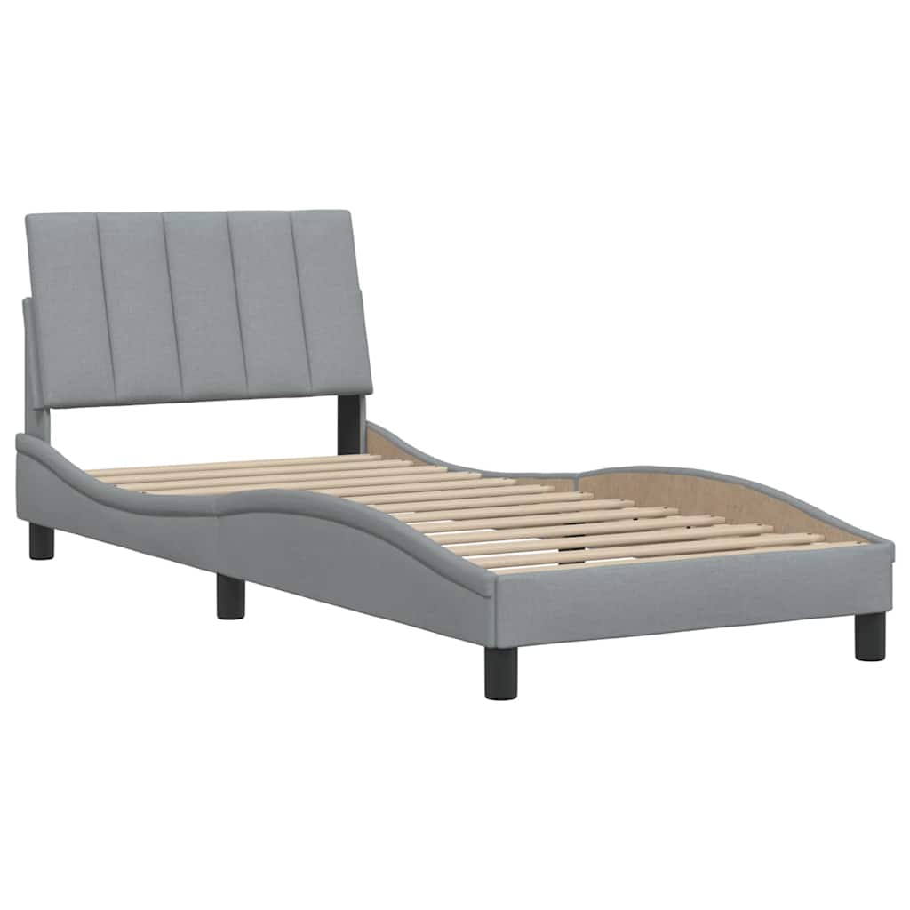 vidaXL Cadru de pat fără saltea, gri deschis, 90x200 cm, textil