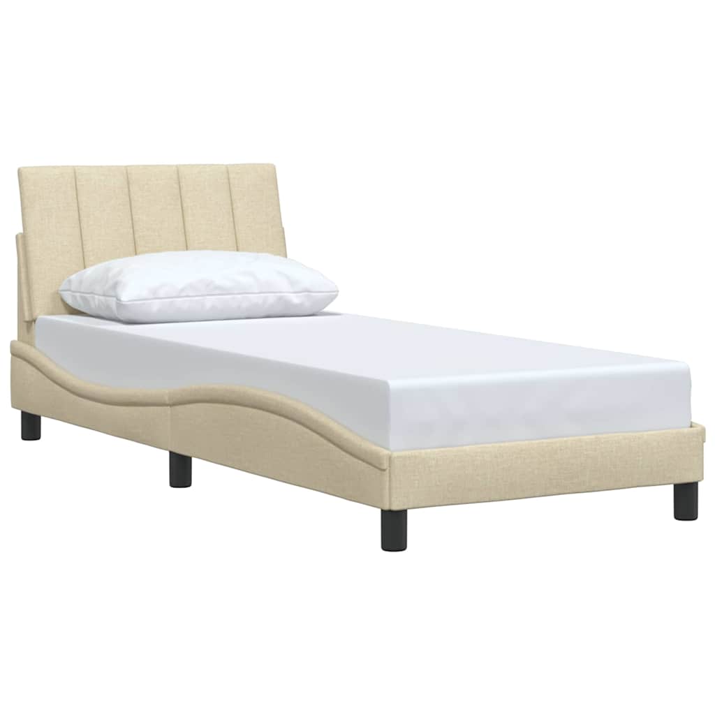 vidaXL Cadru de pat fără saltea cremă 90x200 cm țesătură