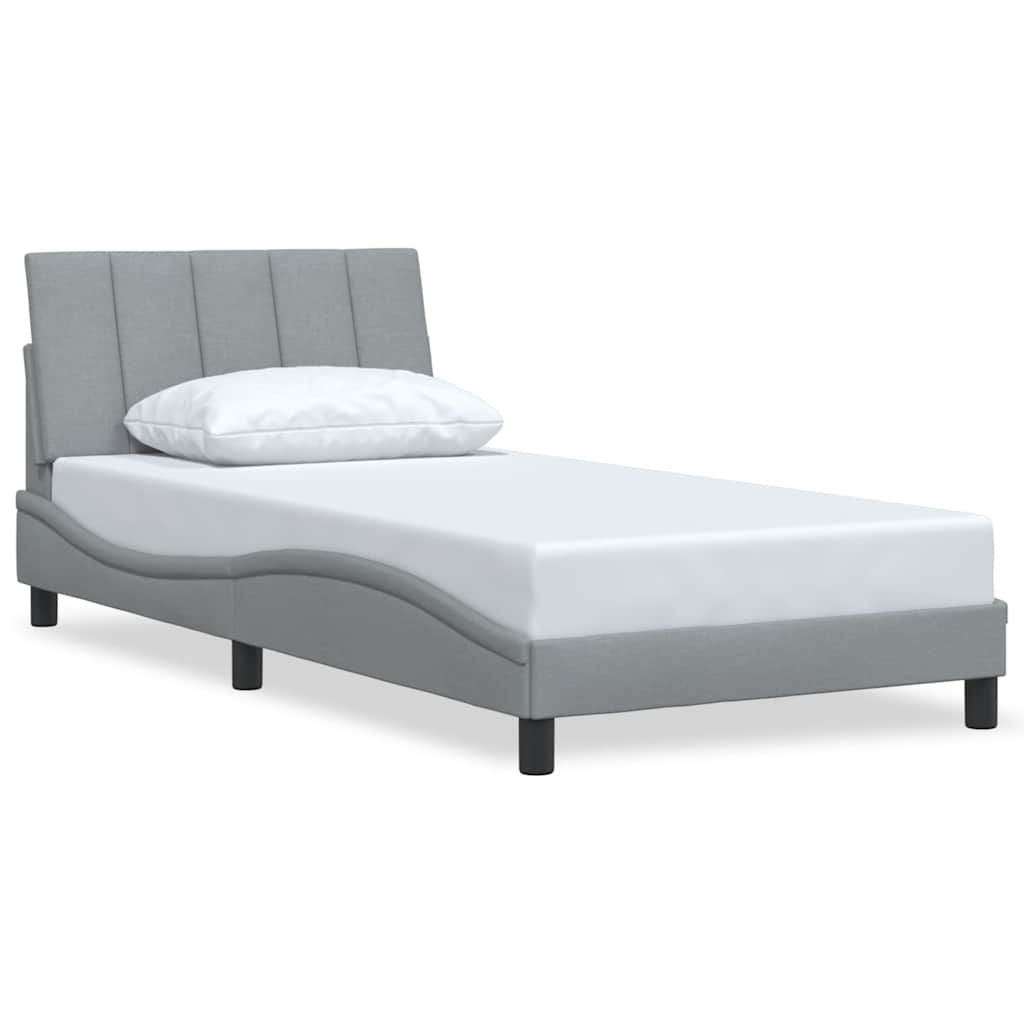 vidaXL Cadru de pat fără saltea, gri deschis, 100x200 cm, textil