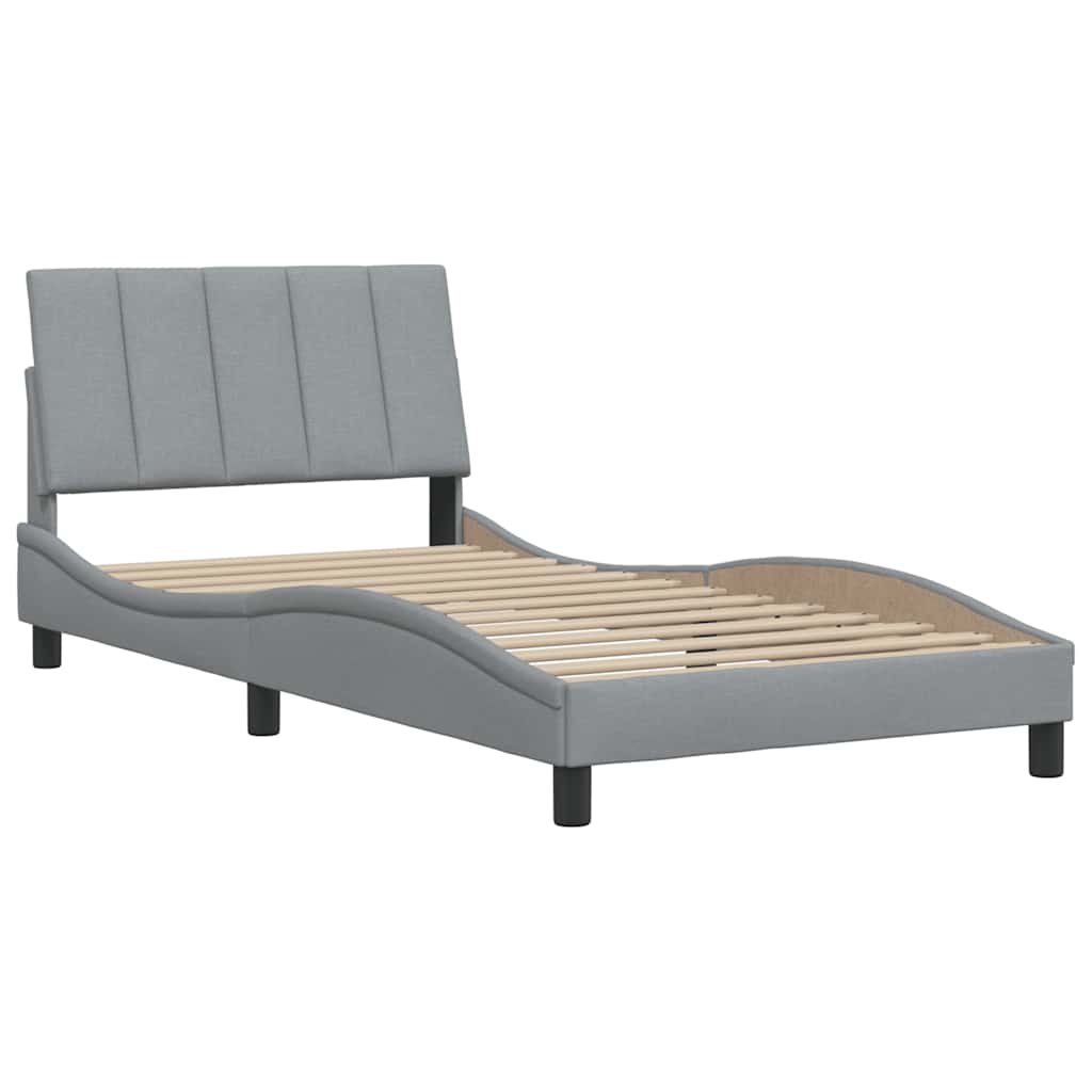 vidaXL Cadru de pat fără saltea, gri deschis, 100x200 cm, textil