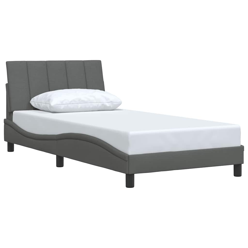 vidaXL Cadru de pat fără saltea, gri închis, 100x200 cm, textil