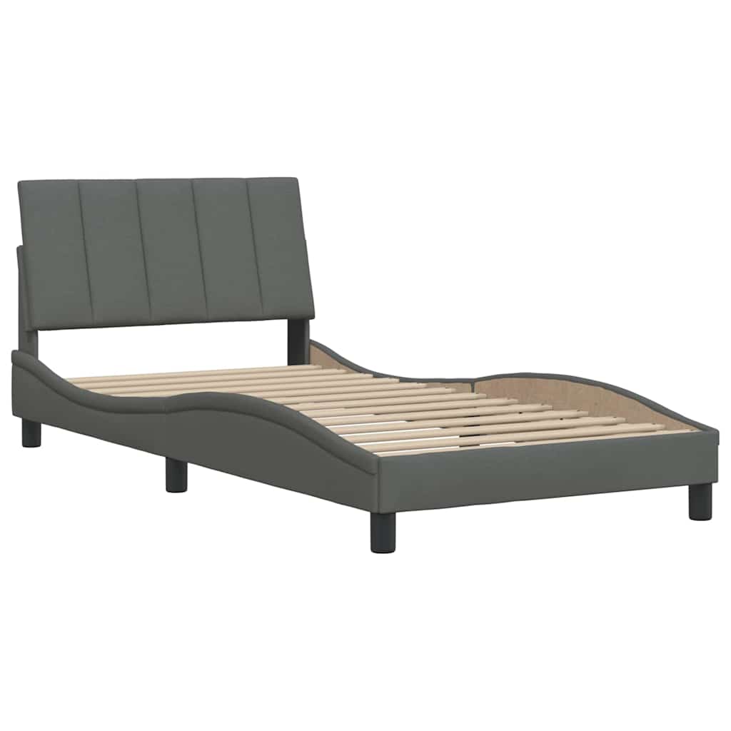 vidaXL Cadru de pat fără saltea, gri închis, 100x200 cm, textil