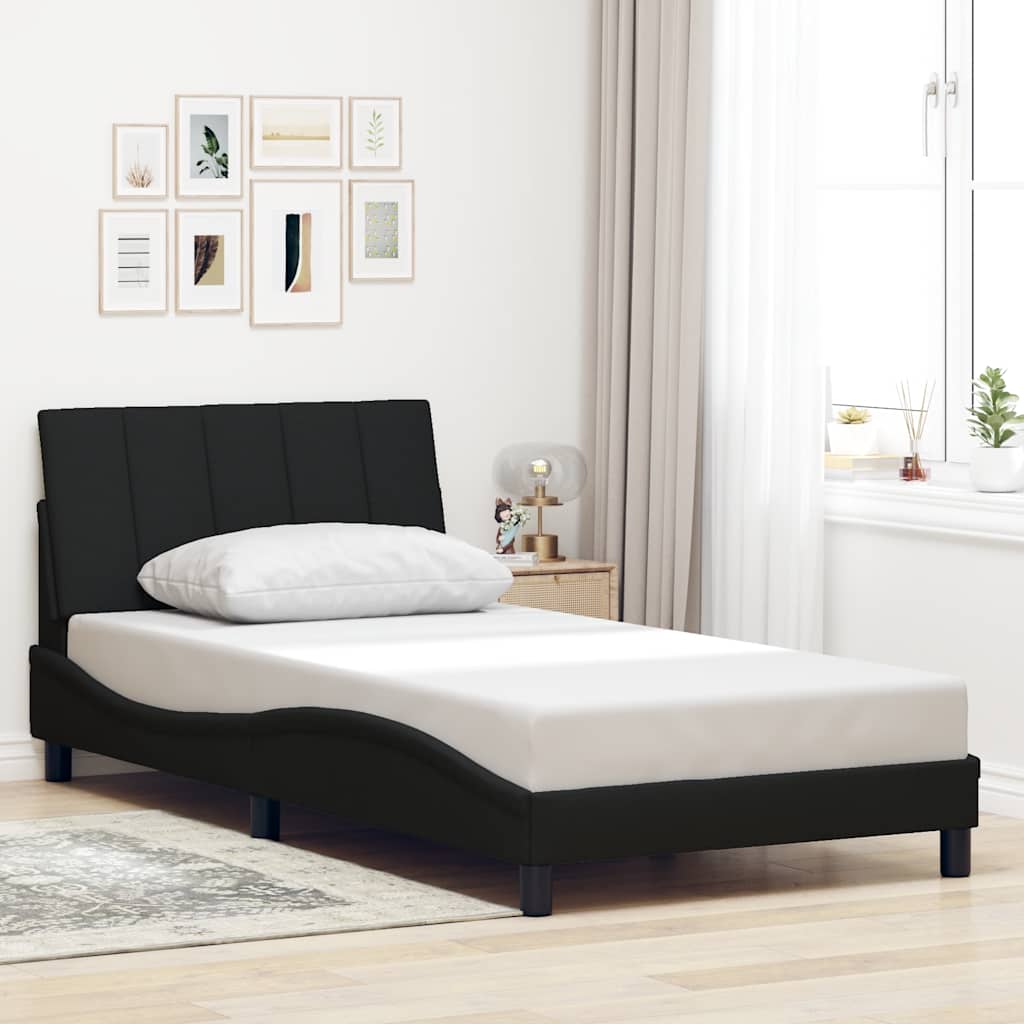 vidaXL Cadru de pat fără saltea, negru, 100x200 cm, textil vidaXL Cadru de pat fără saltea, negru, 100x200 cm, textil
