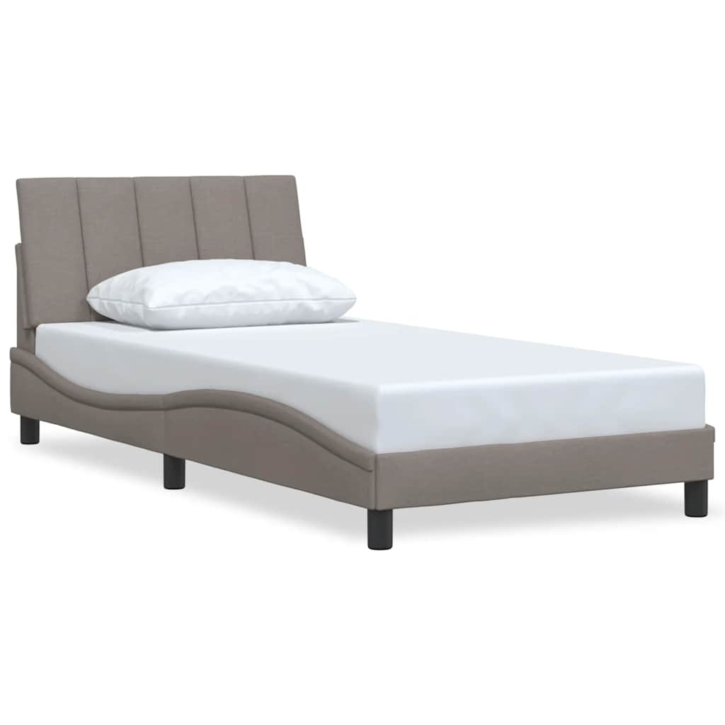 vidaXL Cadru de pat fără saltea, gri taupe, 100x200 cm, textil vidaXL Cadru de pat fără saltea, gri taupe, 100x200 cm, textil