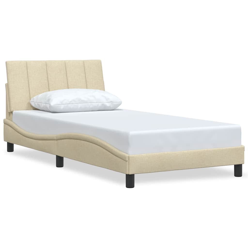 vidaXL Cadru de pat fără saltea, crem, 100x200 cm, textil