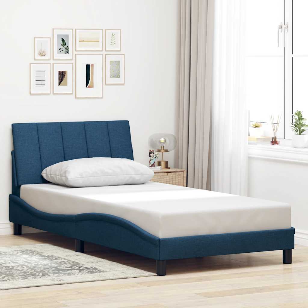 vidaXL Cadru de pat fără saltea țesătură albastră 100x200 cm vidaXL Cadru de pat fără saltea țesătură albastră 100x200 cm