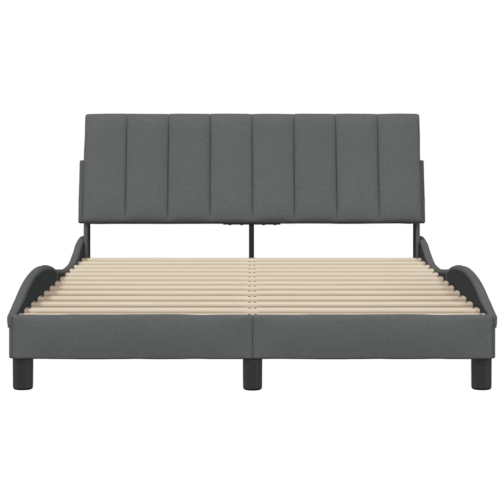 vidaXL Cadru de pat fără saltea, gri închis, 120x200 cm, textil