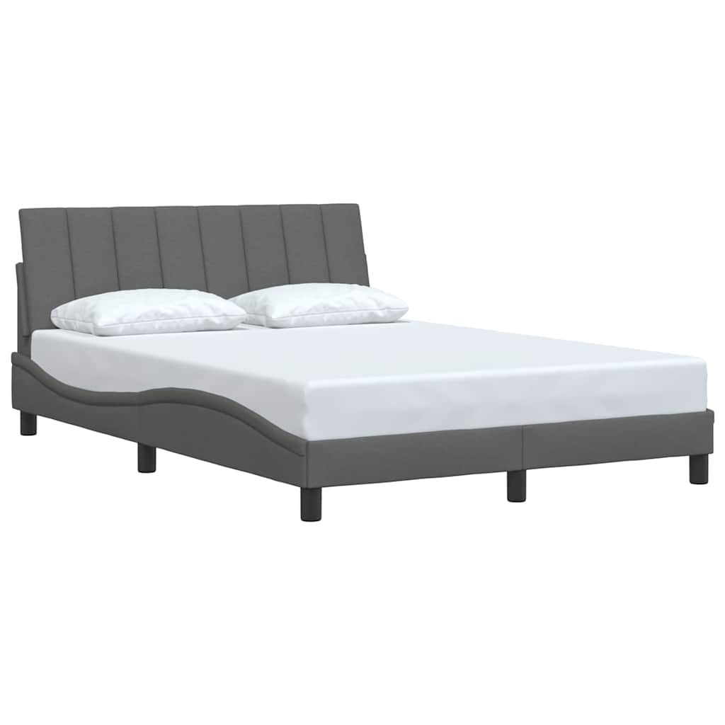 vidaXL Cadru de pat fără saltea, gri închis, 140x190 cm, textil