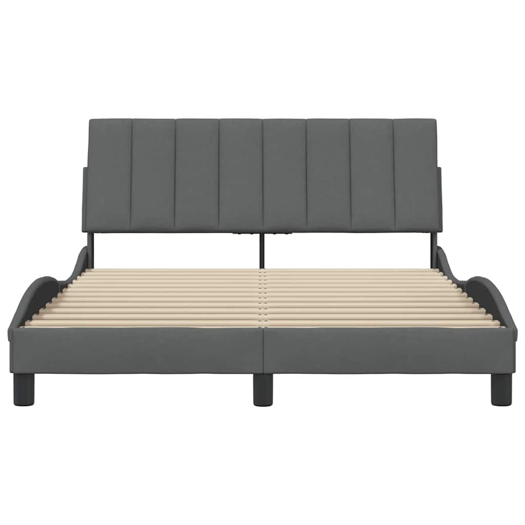 vidaXL Cadru de pat fără saltea, gri închis, 140x190 cm, textil