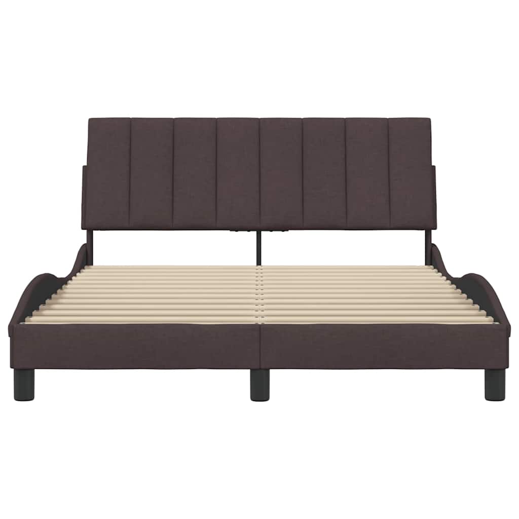 vidaXL Cadru de pat fără saltea, maro închis, 140x200 cm, textil vidaXL Cadru de pat fără saltea, maro închis, 140x200 cm, textil