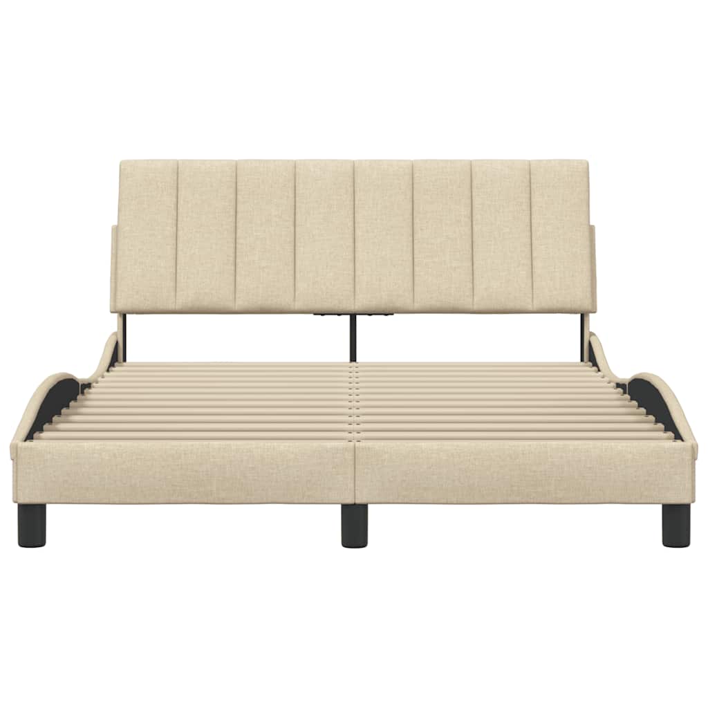 vidaXL Cadru de pat fără saltea, crem, 140x190 cm, textil