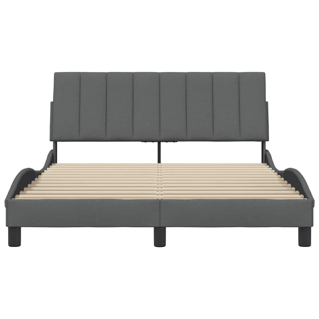 vidaXL Cadru de pat fără saltea, gri închis, 140x200 cm, textil