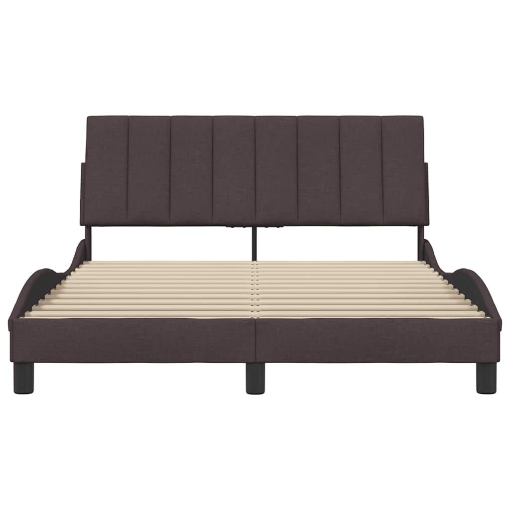 vidaXL Cadru de pat fără saltea, maro închis, 140x200 cm, textil vidaXL Cadru de pat fără saltea, maro închis, 140x200 cm, textil