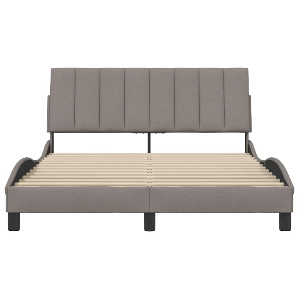 vidaXL Cadru de pat fără saltea, gri taupe, 140x200 cm, textil vidaXL Cadru de pat fără saltea, gri taupe, 140x200 cm, textil