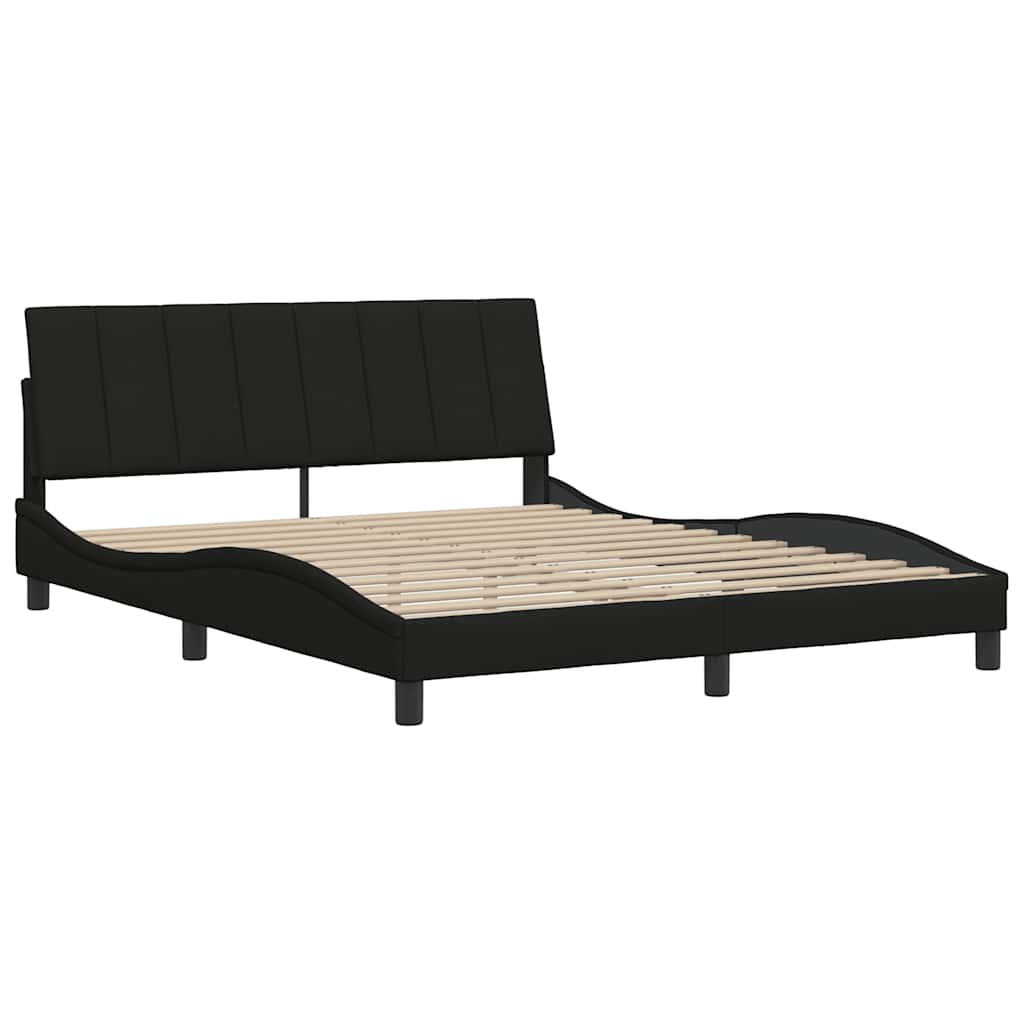 vidaXL Cadru de pat fără saltea, negru, 160x200 cm, textil vidaXL Cadru de pat fără saltea, negru, 160x200 cm, textil