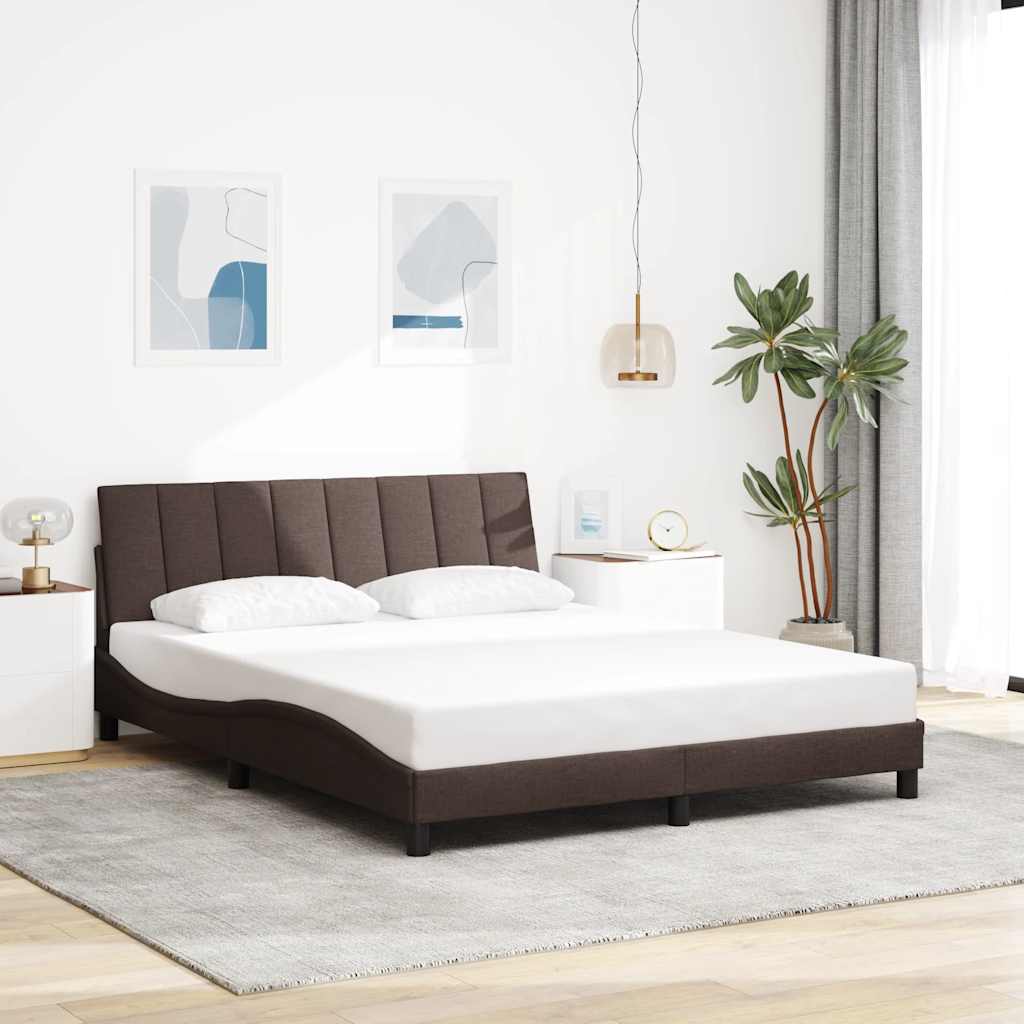 vidaXL Cadru de pat fără saltea, maro închis, 160x200 cm, textil vidaXL Cadru de pat fără saltea, maro închis, 160x200 cm, textil
