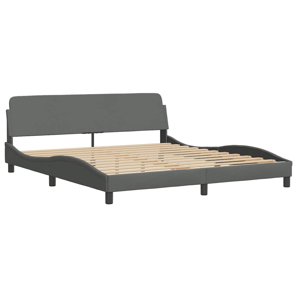 vidaXL Cadru de pat fără saltea, gri închis, 180x200 cm, textil