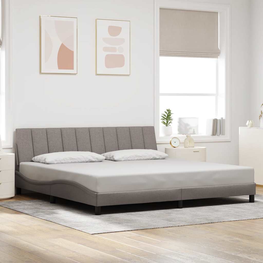 vidaXL Cadru de pat fără saltea, gri taupe, 200x200 cm, textil vidaXL Cadru de pat fără saltea, gri taupe, 200x200 cm, textil