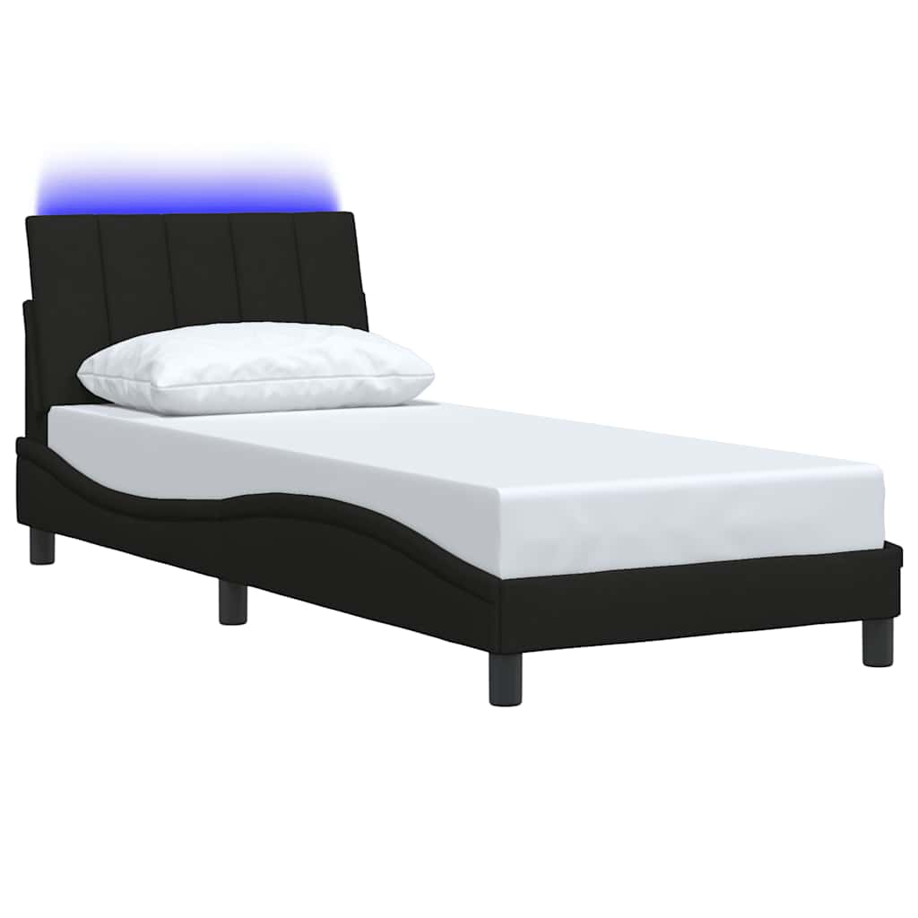 vidaXL Cadru de pat fără saltea țesătură neagră 80x200 cm vidaXL Cadru de pat fără saltea țesătură neagră 80x200 cm