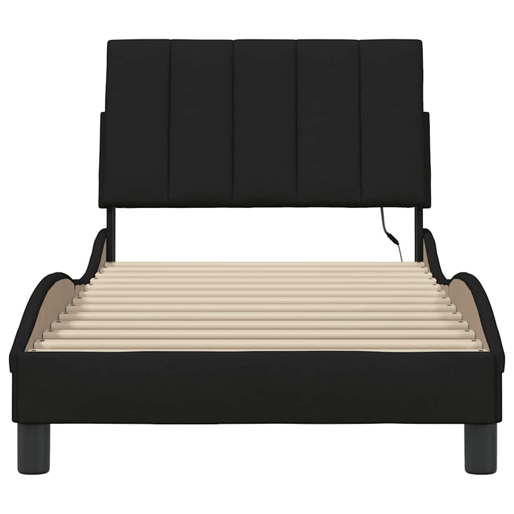 vidaXL Cadru de pat fără saltea țesătură neagră 80x200 cm vidaXL Cadru de pat fără saltea țesătură neagră 80x200 cm