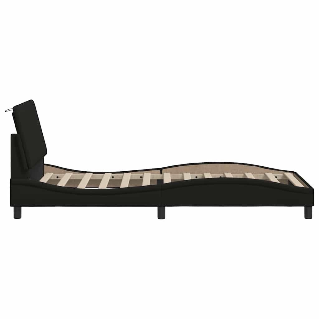 vidaXL Cadru de pat fără saltea țesătură neagră 80x200 cm vidaXL Cadru de pat fără saltea țesătură neagră 80x200 cm