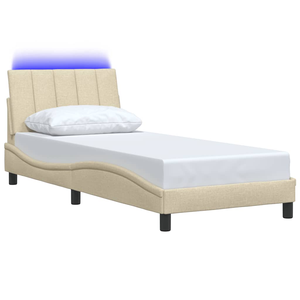 vidaXL Cadru de pat fără saltea cremă 80x200 cm țesătură