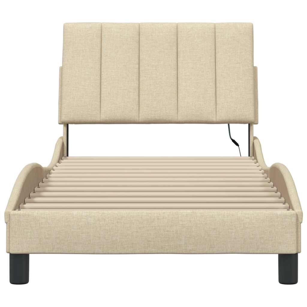 vidaXL Cadru de pat fără saltea cremă 80x200 cm țesătură