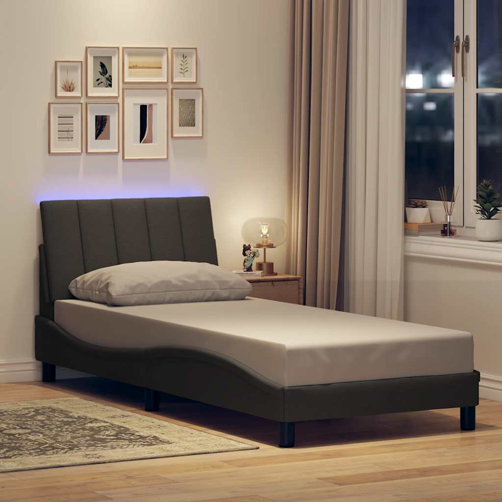 vidaXL Cadru de pat fără saltea, gri închis, 90x190 cm, textil vidaXL Cadru de pat fără saltea, gri închis, 90x190 cm, textil