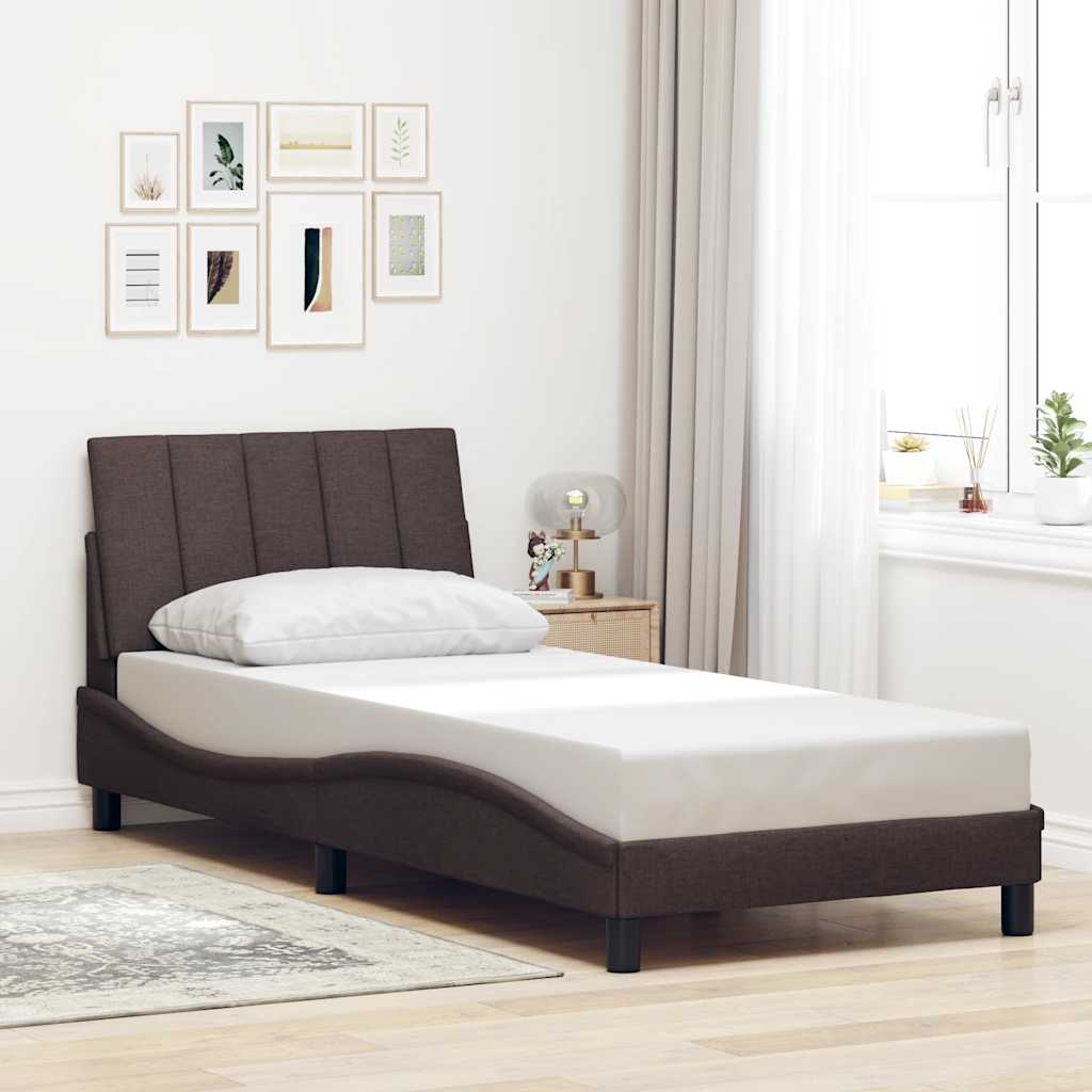vidaXL Cadru de pat fără saltea, maro închis, 90x190 cm, textil vidaXL Cadru de pat fără saltea, maro închis, 90x190 cm, textil