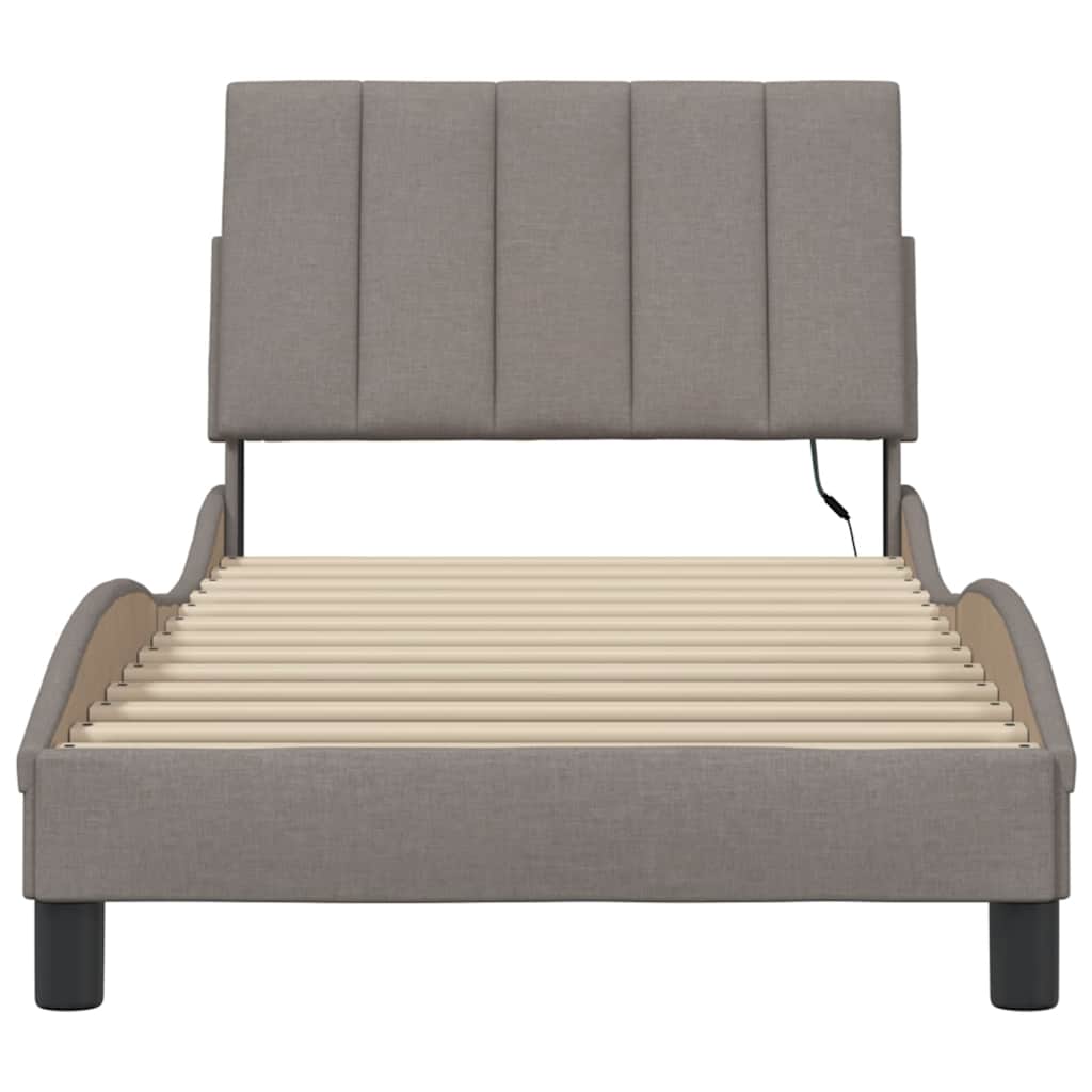 vidaXL Cadru de pat fără saltea Taupe 90x200 cm țesătură vidaXL Cadru de pat fără saltea Taupe 90x200 cm țesătură